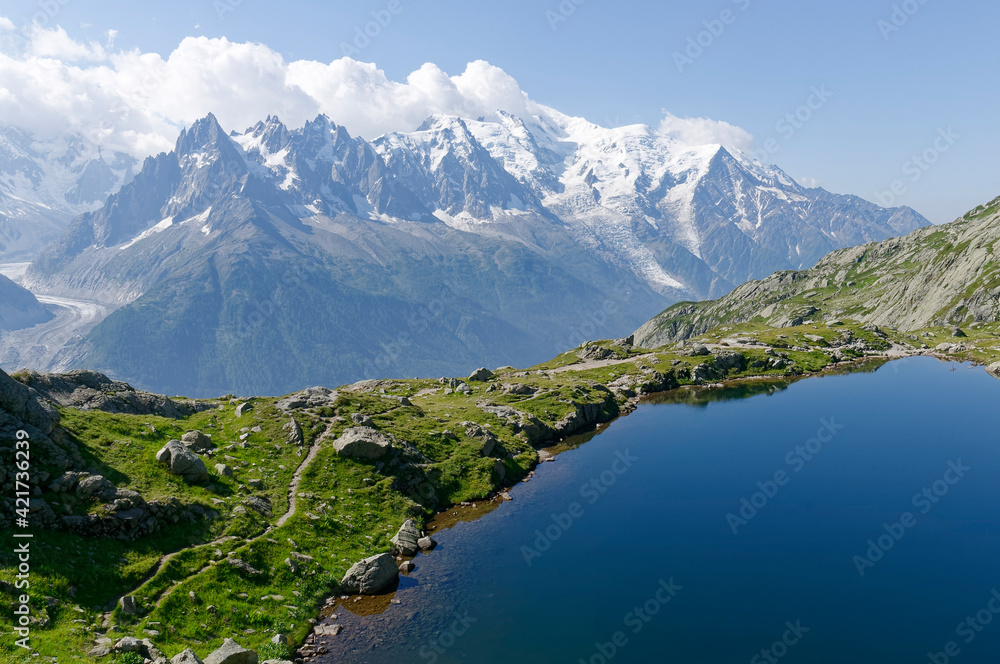 Mont-Blanc massif and Cheserys Lake (Alps, France)