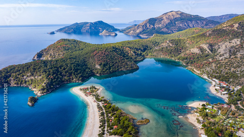 Fototapeta Naklejka Na Ścianę i Meble -  A fascinating view that has the unique nature of Oludeniz which is a county of Fethiye in Turkey. Because of its warm climate and fresh air, it has been an important destination to visit for tourists.