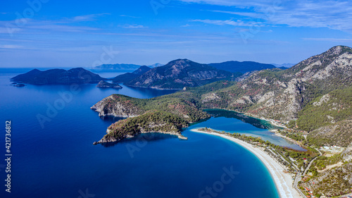 Fototapeta Naklejka Na Ścianę i Meble -  A fascinating view that has the unique nature of Oludeniz which is a county of Fethiye in Turkey. Because of its warm climate and fresh air, it has been an important destination to visit for tourists.