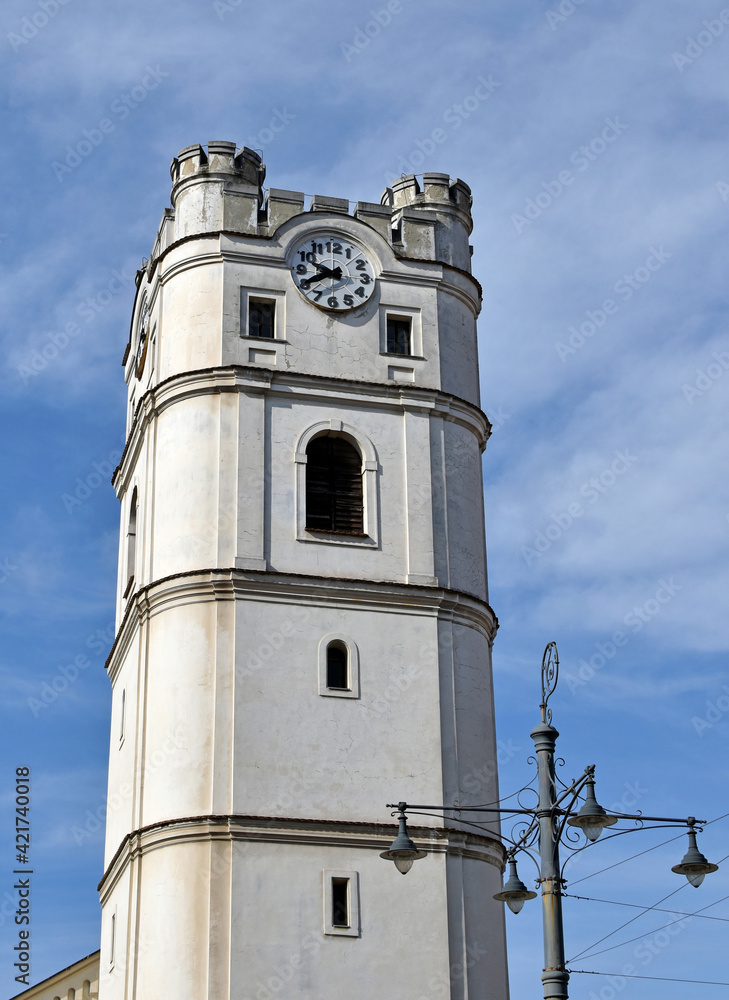 Tower of the old church in Debrecen city, Hungary