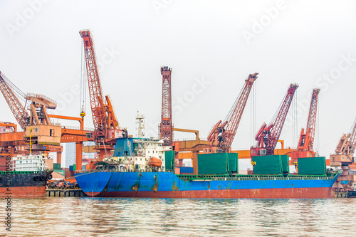 Busy Chinese container cargo terminal