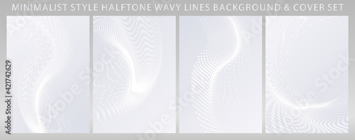 Wavy half tone dotted lines brochure, flyer cover template set. Ideal for webpage, website landing page design or product display stand.