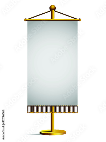 3d blank table flag, isolated on white
