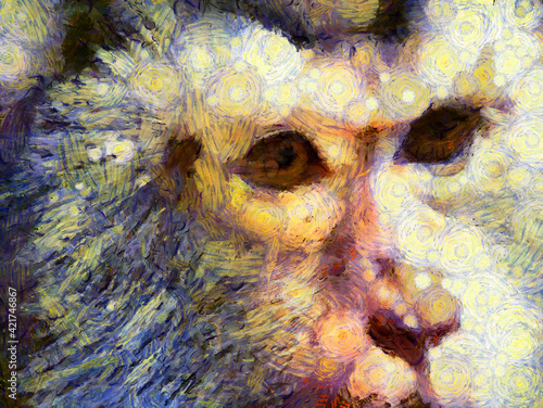 Fototapeta Naklejka Na Ścianę i Meble -  The face show different emotions and gestures of monkeys Illustrations creates an impressionist style of painting.