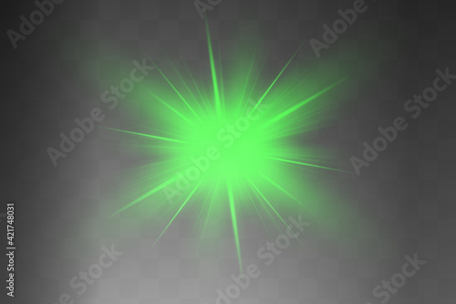 Glow isolated green light effect, lens flare