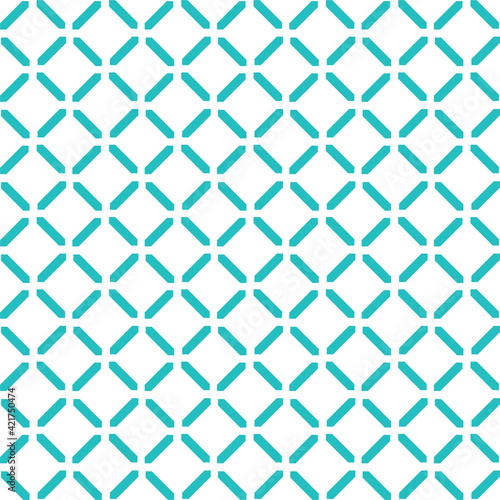 Simple seamless pattern made with lines, X cross geometric pattern, blue shapes, white background