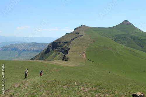 Hiking in Drakensberg in Kwazulu Natal  in South Africa photo