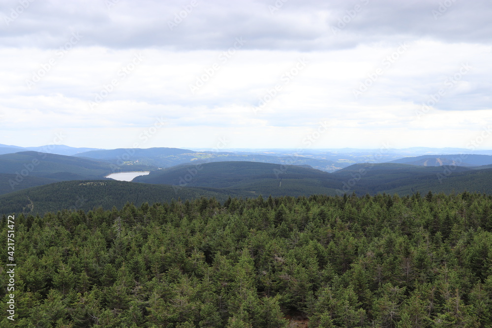 A view to the landscape with extensive forest from mountain Jizera, Czech republic