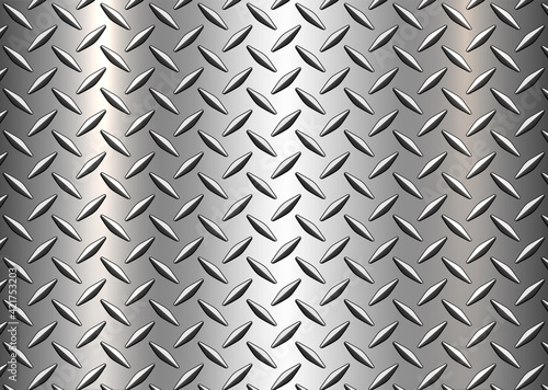 Diamond steel metal sheet texture background, shiny silver diamond plate pattern, vector illustration.