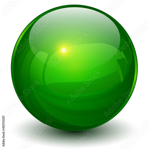 Glass sphere green, 3D ball icon shiny vector illustration.