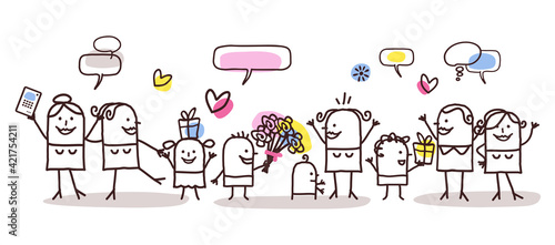 Cartoon People Celebrating Mother's Day