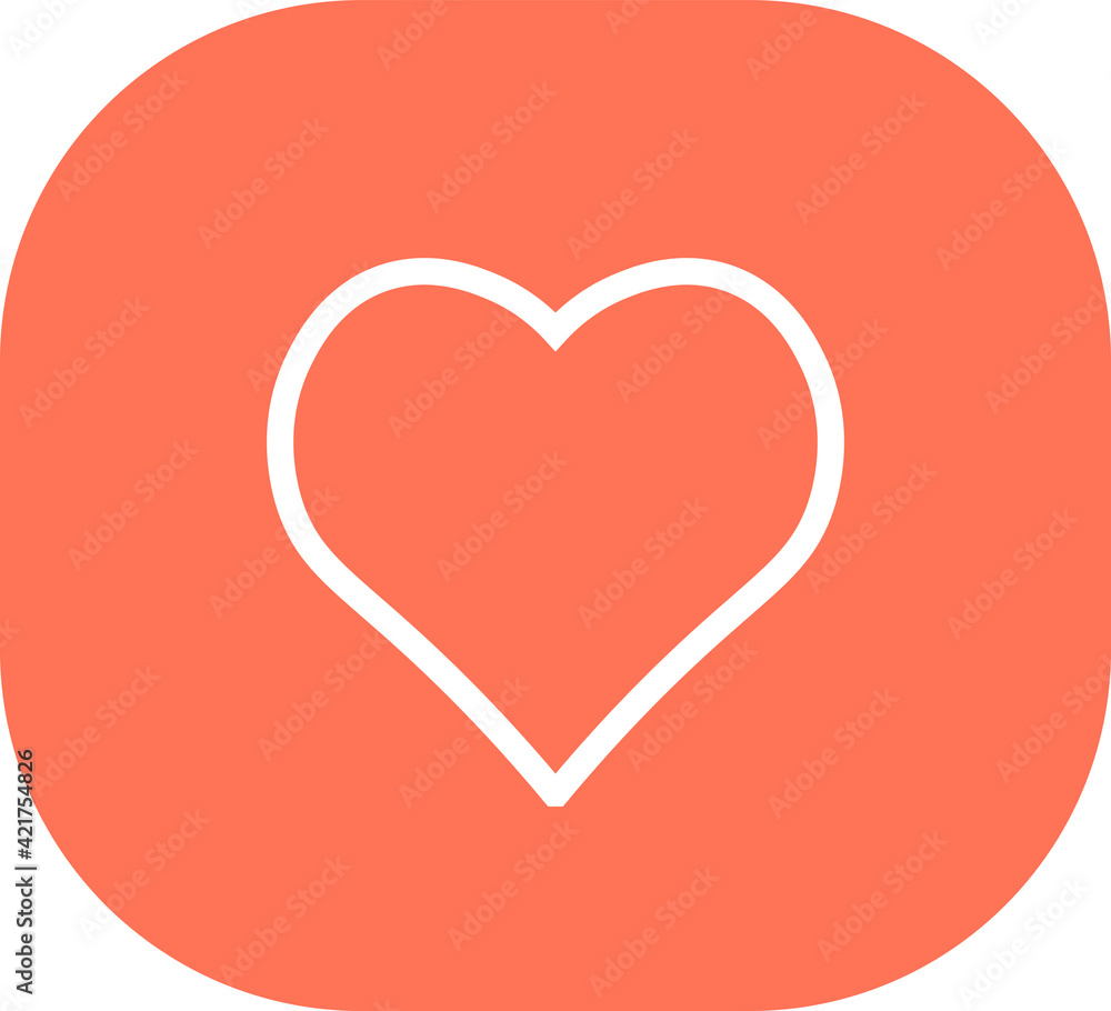 orange rectangle icon with white heart inside orange rectangle icon with white heart inside