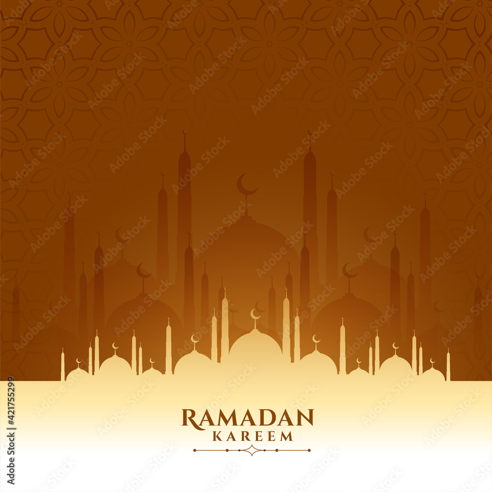 ramadan kareem and eid festival mosque greeting design