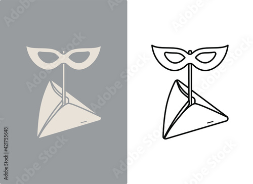 Happy Purim vector icon in flat and outline on gray and white background © Olena Panasovska