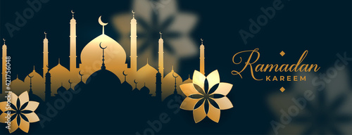nice islamic ramadan kareem golden banner design