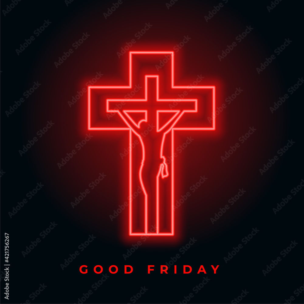 glowing red neon good friday cross background