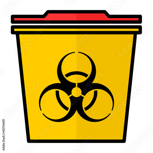 ngi1162 NewGraphicIcon ngi - german - Coronavirus Materialien - infektiöser medizinischer Abfall . english - biohazard . cannula container / coronavirus materials - infectious medical waste . g10394 photo