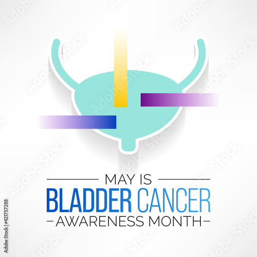 Bladder cancer awareness month observed each year in May, it is where a growth of abnormal tissue, known as a tumor, develops in the bladder lining. Vector illustration.