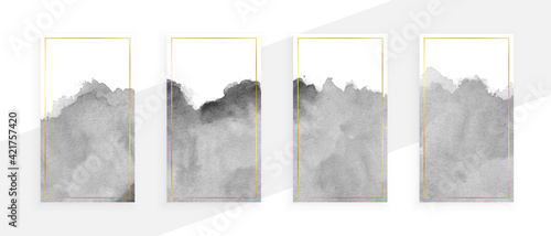 gray watercolor banners set of four