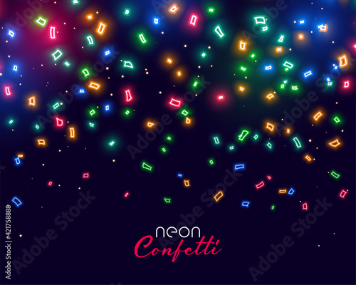 beautiful glowing neon falling confetti background