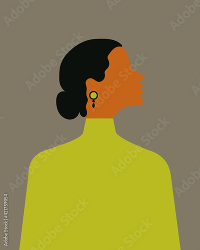 Women's silhouette in trendy colors of different nationalities and religions. Women's Day. Modern avatar. Vector graphics.