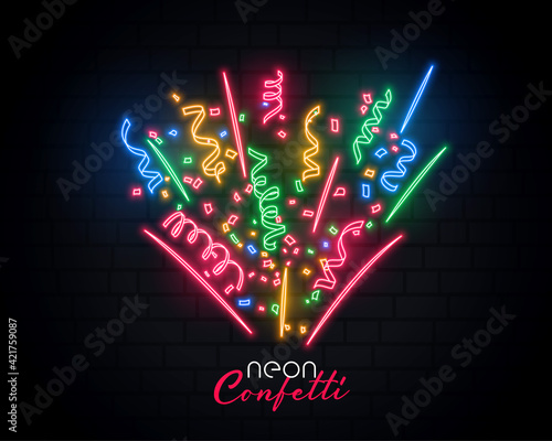 bursting celebration confetti neon background