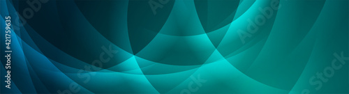 Cyan shiny technology background with abstract waves. Vector banner design