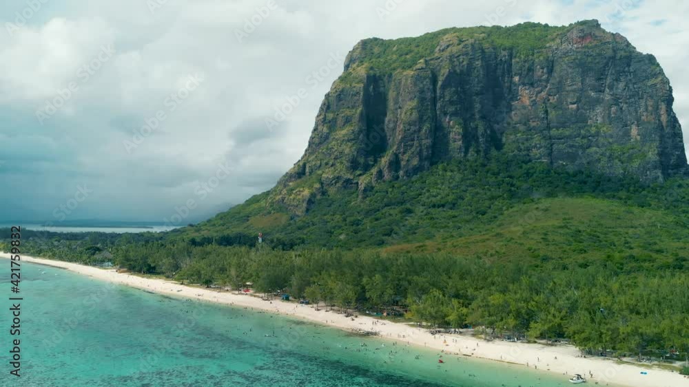 Beautiful aerial view of Le Morne beach in Mauritius Beautiful aerial view of Le Morne beach in Mauritius
