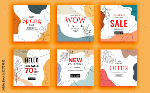 Set of sale banner template design. Vector illustration.