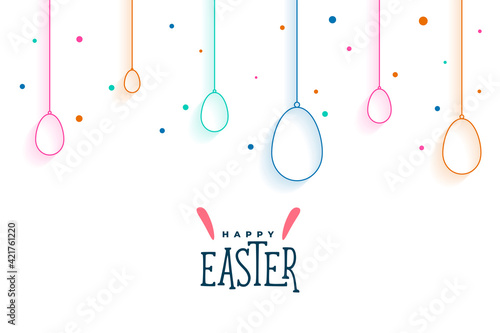 happy easter card with colorful eggs