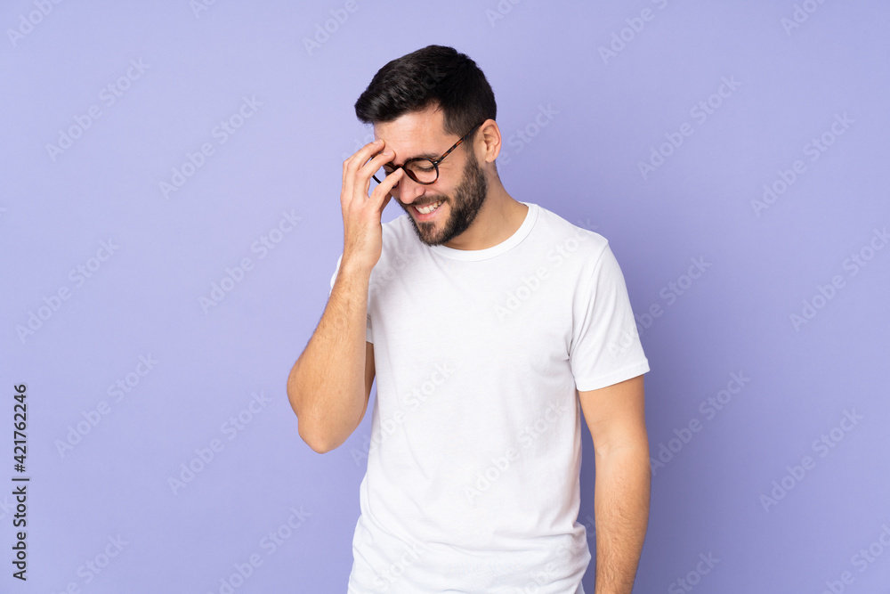 Caucasian handsome man over isolated background laughing Caucasian handsome man over isolated background laughing