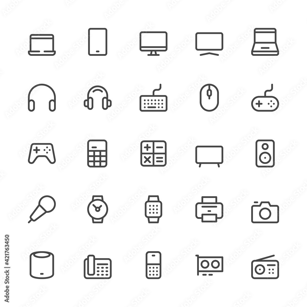 Simple Interface Icons Related to Devices. Gadgets, Computer Equipment, Electronics. Editable Stroke. 32x32 Pixel Perfect. Simple Interface Icons Related to Devices. Gadgets, Computer Equipment, Electronics. Editable Stroke. 32x32 Pixel Perfect.