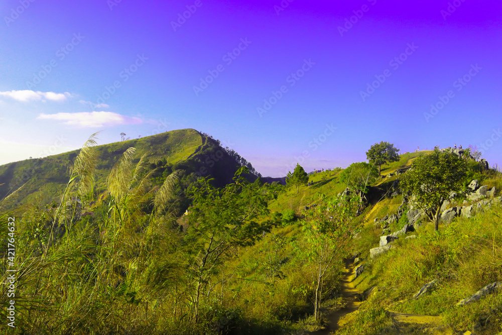 Bright colored outdoor mountains, high scenic spots, Thai-Lao border
