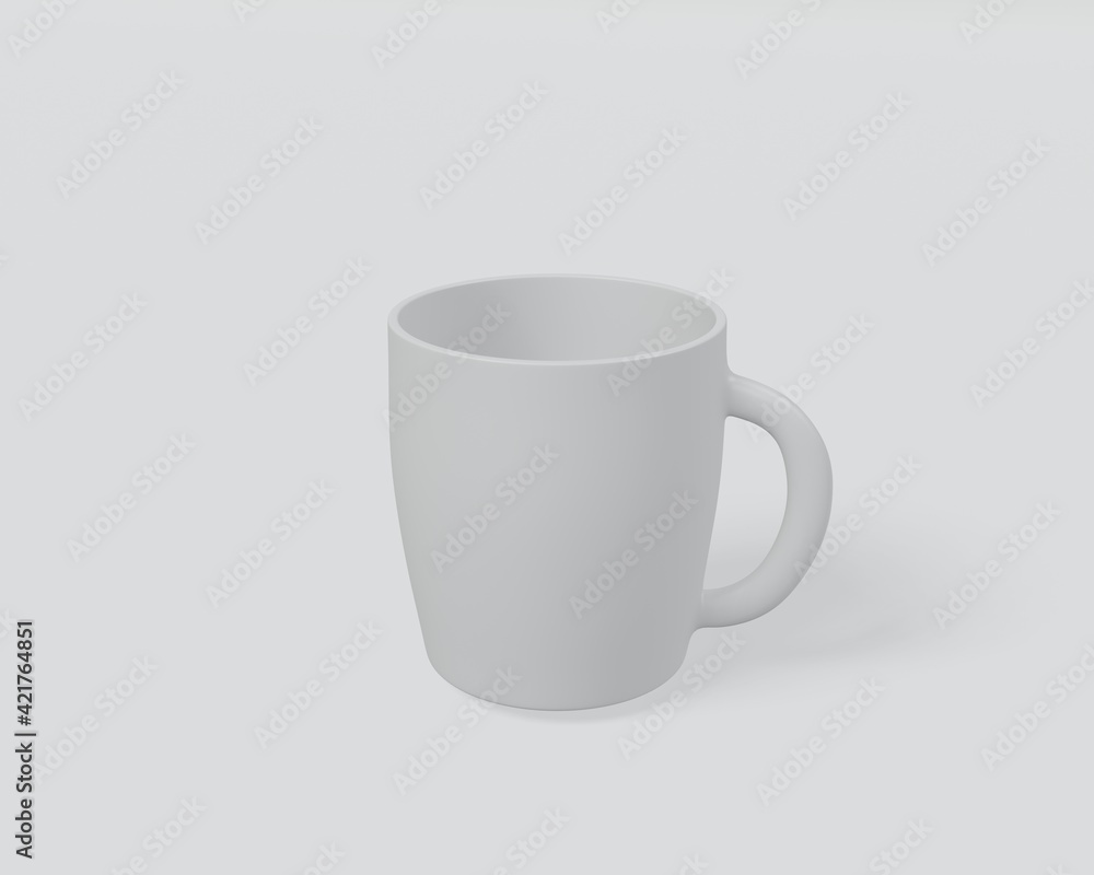 Realistic white ceramic coffee mug on white background