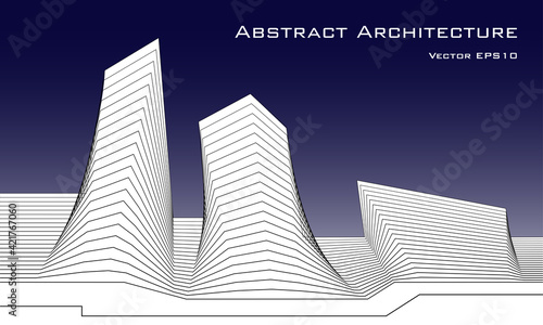 Architectural background. Abstract architecture. Black and white vector illustration.