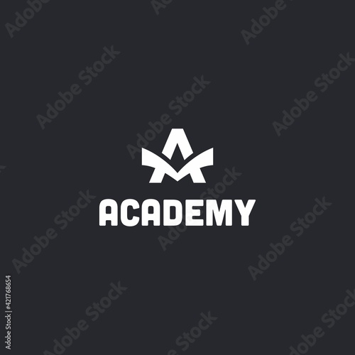 academy logo, letter A with book