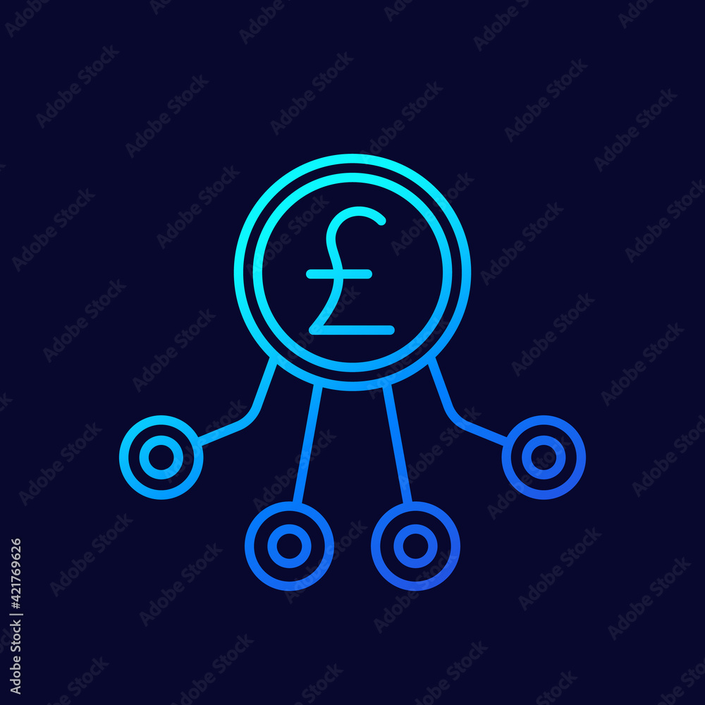 diversification, diversified investments line vector icon with pound diversification, diversified investments line vector icon with pound