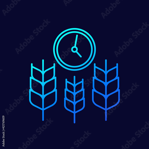 crops and time, agriculture line icon