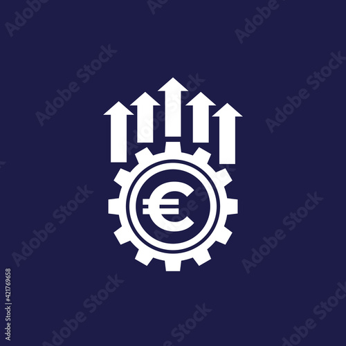 efficiency growth icon with a euro