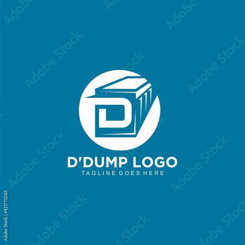 D initial logo with dumpster design concept 