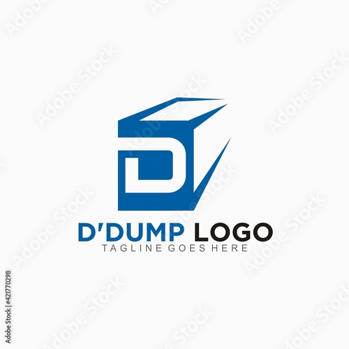 D initial logo with dumpster design concept