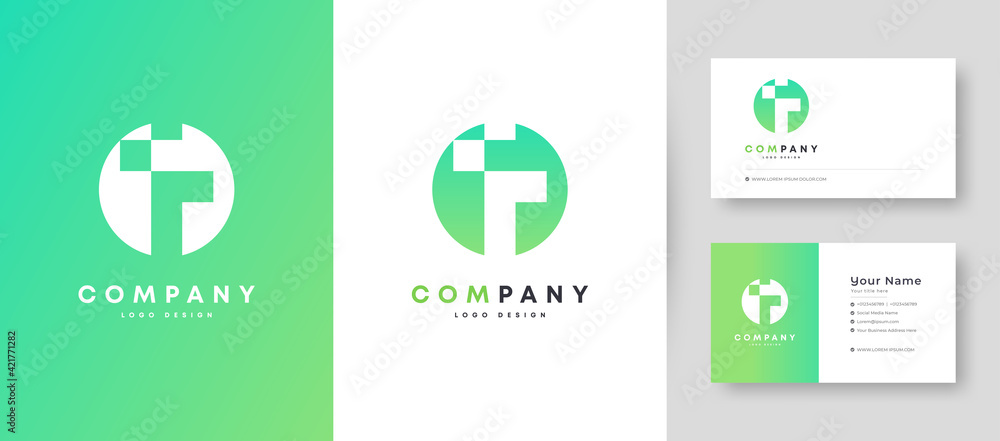 Flat minimal Initial T and Arrow Logo With Premium Business Card Design Vector Template for Your Company Business