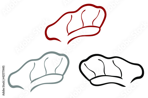 Icon, symbol, flat vector design Chef hat silhouette set 