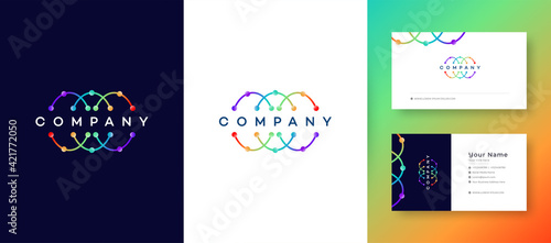 colorful Finite Element Analysis Logo With Premium Business Card Design Vector Template for Your Company Business