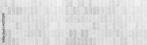 Obraz na plátně Panorama of Vintage white brick tile wall pattern and background seamless