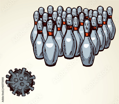 Human pins and virus ball. Vector drawing