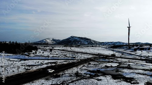 Ramat Hagolan Snow Drone 4k Shot Beautiful View After A Storm photo