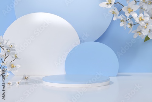 Abstract minimal scene, design for cosmetic or product display podium 3d render.
 photo