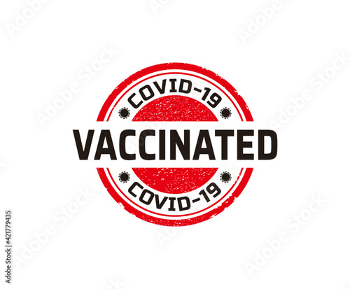 Vaccinated covid-19 stamp, covid vaccination rubber stamp design.
