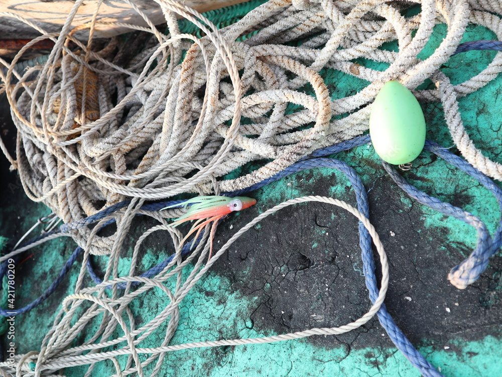 various kind tools of fishing bait and ropes design for hunting and catching concept various kind tools of fishing bait and ropes design for hunting and catching concept